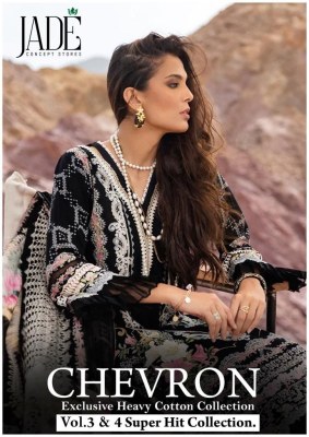 Jade by Chevron present pure heavy lawn cotton with embroidred unstitched suit material at low rate Amavi