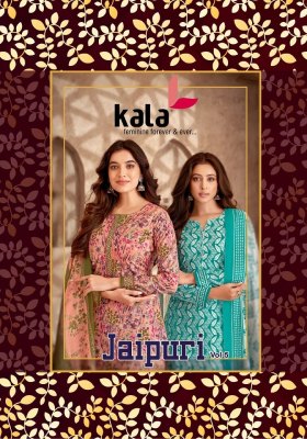 Jaipuri vol 5 by Kala Heavy cotton Printed tie work readymade suit catalogue at affordable rate Amavi