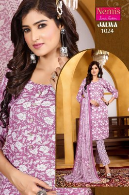 Jalwa by Nemis Cotton printed fancy ready made suit catalogue at affordable rate Amavi