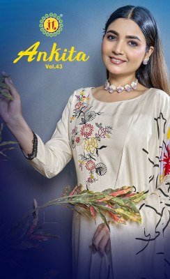 Jamatmal Tilokchand Ankita Vol 43 Rayon Embroidered Unstitched Suit with Printed Dupatta And Lace Wholesale  dress material catalogs