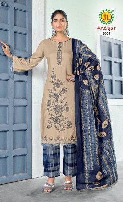 Jamatmal Tilokchand Antique 5 Unstitched Dress Material set  crafted from rayon fabric with sequence embroidery work  lace  printed bottom  and matchi dress material catalogs