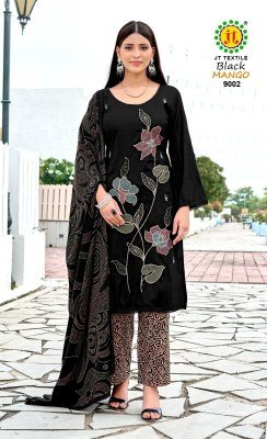 Jamatmal Tilokchand Black Mango 9 Premium Rayon Coding Work Suit Dress Material Wholesale dress material catalogs
