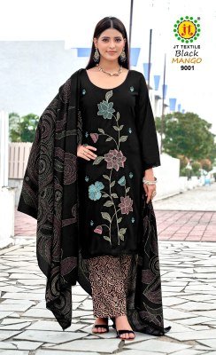 Jamatmal Tilokchand Black Mango 9 Premium Rayon Coding Work Suit Dress Material Wholesale dress material catalogs