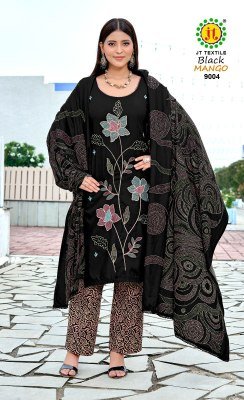 Jamatmal Tilokchand Black Mango 9 Premium Rayon Coding Work Suit Dress Material Wholesale dress material catalogs