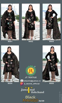 Jamatmal Tilokchand Black Mango 9 Premium Rayon Coding Work Suit Dress Material Wholesale dress material catalogs