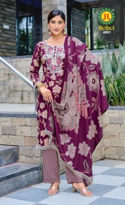 Jamatmal Tilokchand Bulbul 4 Designer Unstitched Rayon Fabric Suit Set Top, Bottom And Dupatta Wholesale dress material catalogs