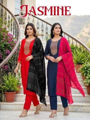 Jasmine Vertikan Silk Kurti Pant with Heavy Chanderi Border Dupatta 
