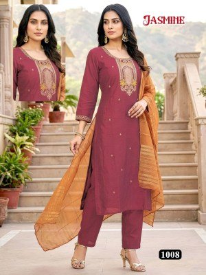 Jasmine Vertikan Silk Kurti Pant with Heavy Chanderi Border Dupatta kurti pant with dupatta Catalogs