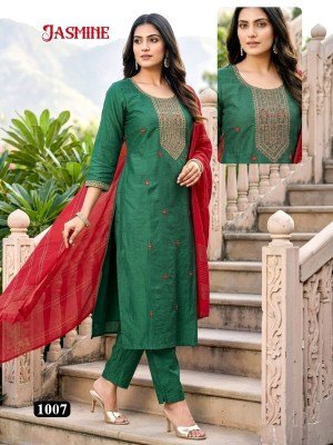 Jasmine Vertikan Silk Kurti Pant with Heavy Chanderi Border Dupatta kurti pant with dupatta Catalogs