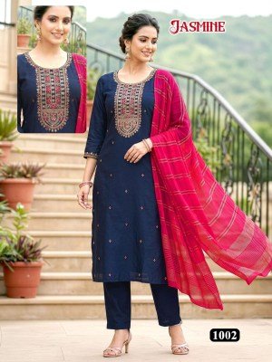 Jasmine Vertikan Silk Kurti Pant with Heavy Chanderi Border Dupatta kurti pant with dupatta Catalogs