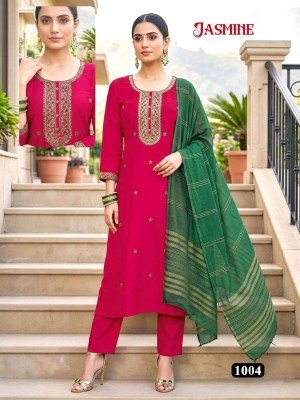 Jasmine Vertikan Silk Kurti Pant with Heavy Chanderi Border Dupatta kurti pant with dupatta Catalogs
