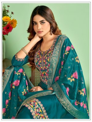 Jasmine present Fancy silk full cotton inner embroidered kurti pant and dupatta catalogue at low rate readymade suit catalogs