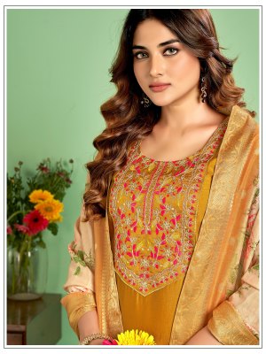 Jasmine present Fancy silk full cotton inner embroidered kurti pant and dupatta catalogue at low rate readymade suit catalogs