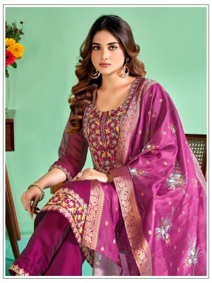Jasmine present Fancy silk full cotton inner embroidered kurti pant and dupatta catalogue at low rate readymade suit catalogs