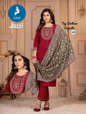 Jassi by Kaya Roman Silk Straight Digital Printed Kurti Pant And Dupatta catalogue at low price  readymade suit catalogs