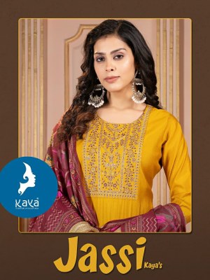 Jassi by Kaya Roman Silk Straight Digital Printed Kurti Pant And Dupatta catalogue at low price  readymade suit catalogs