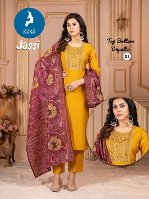 Jassi by Kaya Roman Silk Straight Digital Printed Kurti Pant And Dupatta catalogue at low price  readymade suit catalogs