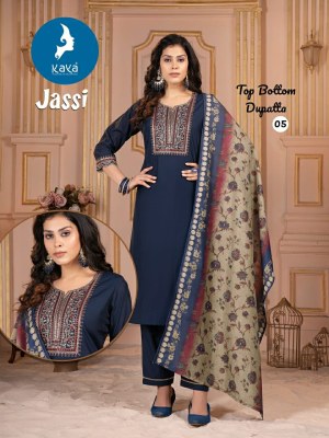 Jassi by Kaya Roman Silk Straight Digital Printed Kurti Pant And Dupatta catalogue at low price  readymade suit catalogs