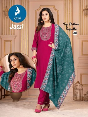 Jassi by Kaya Roman Silk Straight Digital Printed Kurti Pant And Dupatta catalogue at low price  readymade suit catalogs