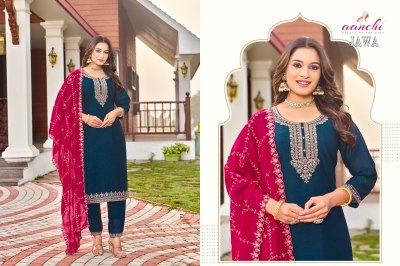 Jawa by Aanchi Vichitra Neck work dress with bottom and dupatta at low price readymade suit catalogs