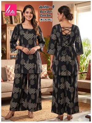 Jenifer Liva Rayon Co-Ord Set with Back Dori & Plazo with Pocket Size wise Combo Set