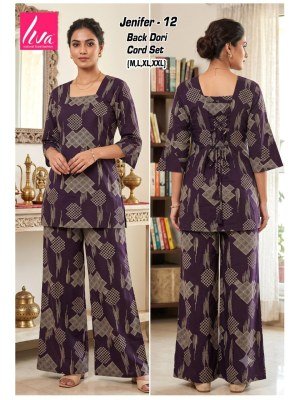 Jenifer Liva Rayon Co-Ord Set with Back Dori & Plazo with Pocket Size wise Combo Set