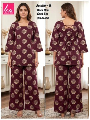 Jenifer Liva Rayon Co-Ord Set with Back Dori & Plazo with Pocket Size wise Combo Set