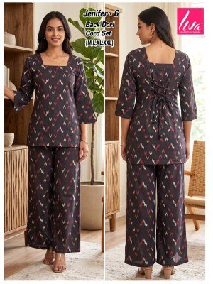 Jenifer Liva Rayon Co-Ord Set with Back Dori & Plazo with Pocket Size wise Combo Set