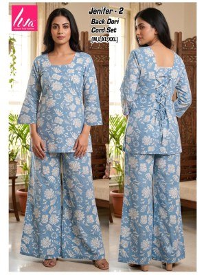 Jenifer Liva Rayon Co-Ord Set with Back Dori & Plazo with Pocket Size wise Combo Set