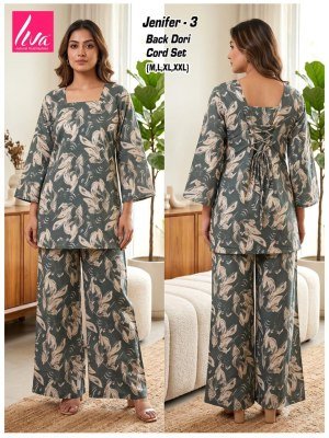 Jenifer Liva Rayon Co-Ord Set with Back Dori & Plazo with Pocket Size wise Combo Set