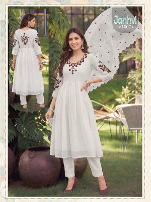 Jhanvi Heavy Mul Chanderi Kurti pant with Dupatta Set kurti pant with dupatta Catalogs