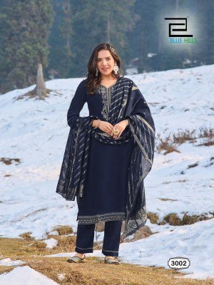 Jhanvi Vol 3 by Blue Hills Roman Silk neck embroidered sharara Suit collection readymade suit catalogs