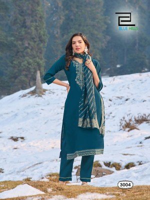 Jhanvi Vol 3 by Blue Hills Roman Silk neck embroidered sharara Suit collection readymade suit catalogs