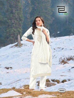 Jhanvi Vol 3 by Blue Hills Roman Silk neck embroidered sharara Suit collection readymade suit catalogs