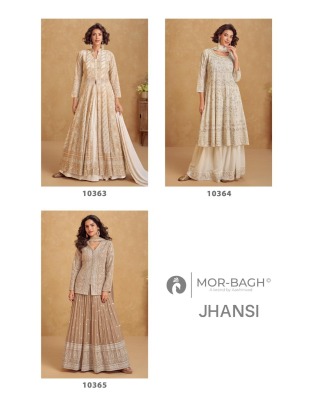 Jhasi by Aashirwad Creation Real Georgette Front and back Embroidered indo western catalogue at budget rate Indo Western