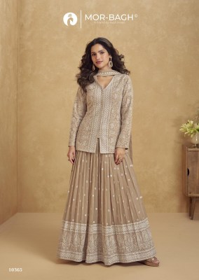 Jhasi by Aashirwad Creation Real Georgette Front and back Embroidered indo western catalogue at budget rate Indo Western