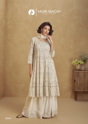 Jhasi by Aashirwad Creation Real Georgette Front and back Embroidered indo western catalogue at budget rate Indo Western