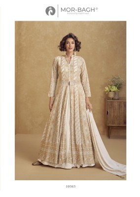 Jhasi by Aashirwad Creation Real Georgette Front and back Embroidered indo western catalogue at budget rate Indo Western