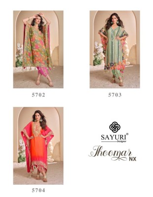 Jhoomar nx by Sayuri designer Pure Natiral crepe silk Readymade suit catalogue at affordable rate readymade suit catalogs