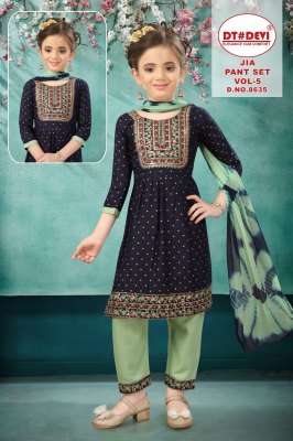 Jia pent set  vol 5 present reyon printed girls top bottom and dupatta readymade suit catalogs