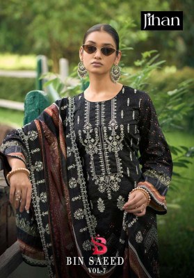 Jihan Bin Saeed Lawn Collection Vol 7 Pure Lawn Cotton Embroidered Pakistani suits catalogue wholesale rate  pakistani suit catalogs
