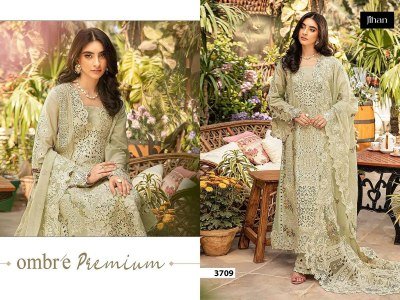 Jihan Ombre Collection D No 3707 3708 3709  Premium Unstitched Lawn Suit with Embroidery Patches And Kota Dupatta Wholesale Amavi