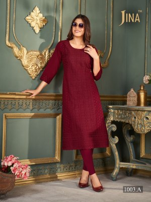 Jina by panel vol 1 cambric cotton fancy kurti catlogue at affordable rate Amavi