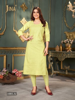 Jina by panel vol 1 cambric cotton fancy kurti catlogue at affordable rate kurtis catalogs