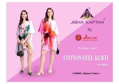 Jisha Kaftan Cotton Feel Vol 2 Afghani Kurti Digitally Printed Elegance Wholesale kurtis catalogs
