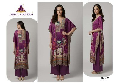 Jisha Kaftan Vol 4 Mirror Work Co-Ord Set  Poly Feather Silk Free Size kurtis catalogs