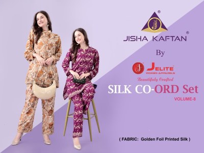 Jisha Vol 8 golden foil printed Exclusive Co ord set collection at low rate Amavi
