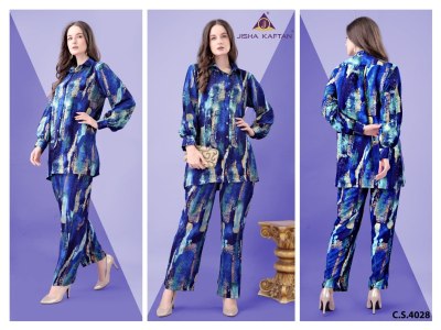 Jisha Vol 8 golden foil printed Exclusive Co ord set collection at low rate Size wise Combo Set
