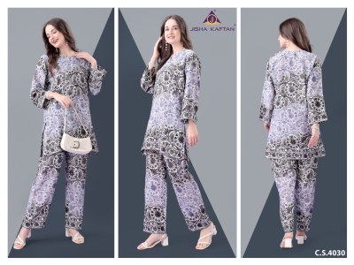 Jisha Vol 8 golden foil printed Exclusive Co ord set collection at low rate Size wise Combo Set