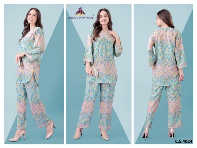Jisha Vol 8 golden foil printed Exclusive Co ord set collection at low rate Size wise Combo Set
